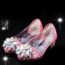 Load image into Gallery viewer, HaoChengJiaDe Fashion Cinderella Crystal Bright Diamond Shoes Girl Princess Single Shoes Girl Performance High Heels Shoes